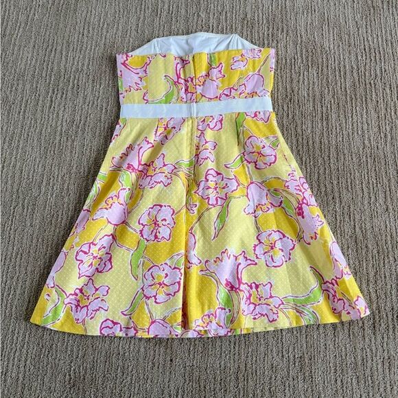 Lilly Pulitzer Yellow “Amberly Dress”Pleated Strapless Sundress - Picture 6 of 7